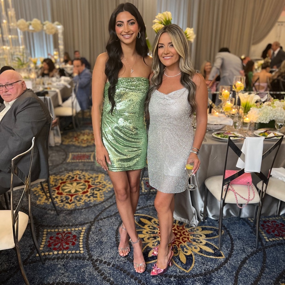 Green Sequin Strapless Dress